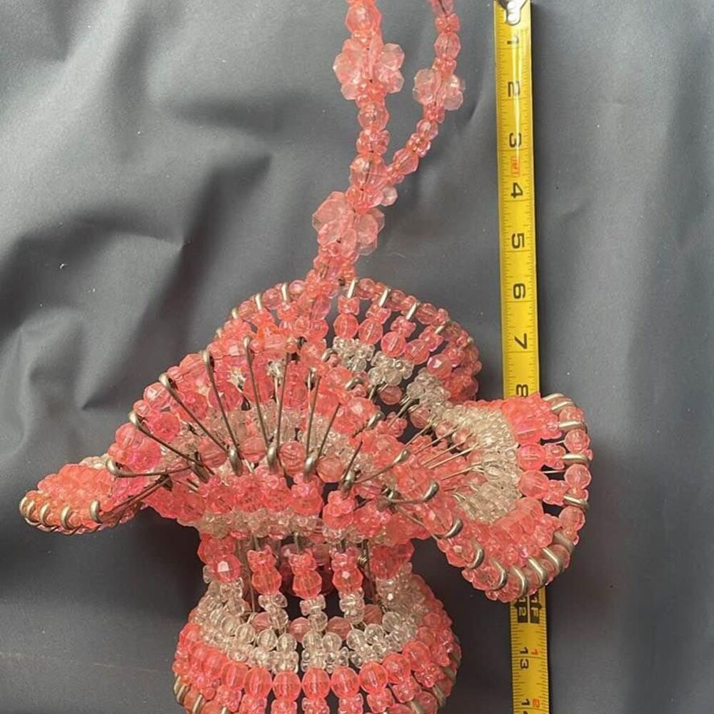 vintage bead safety pin art basket